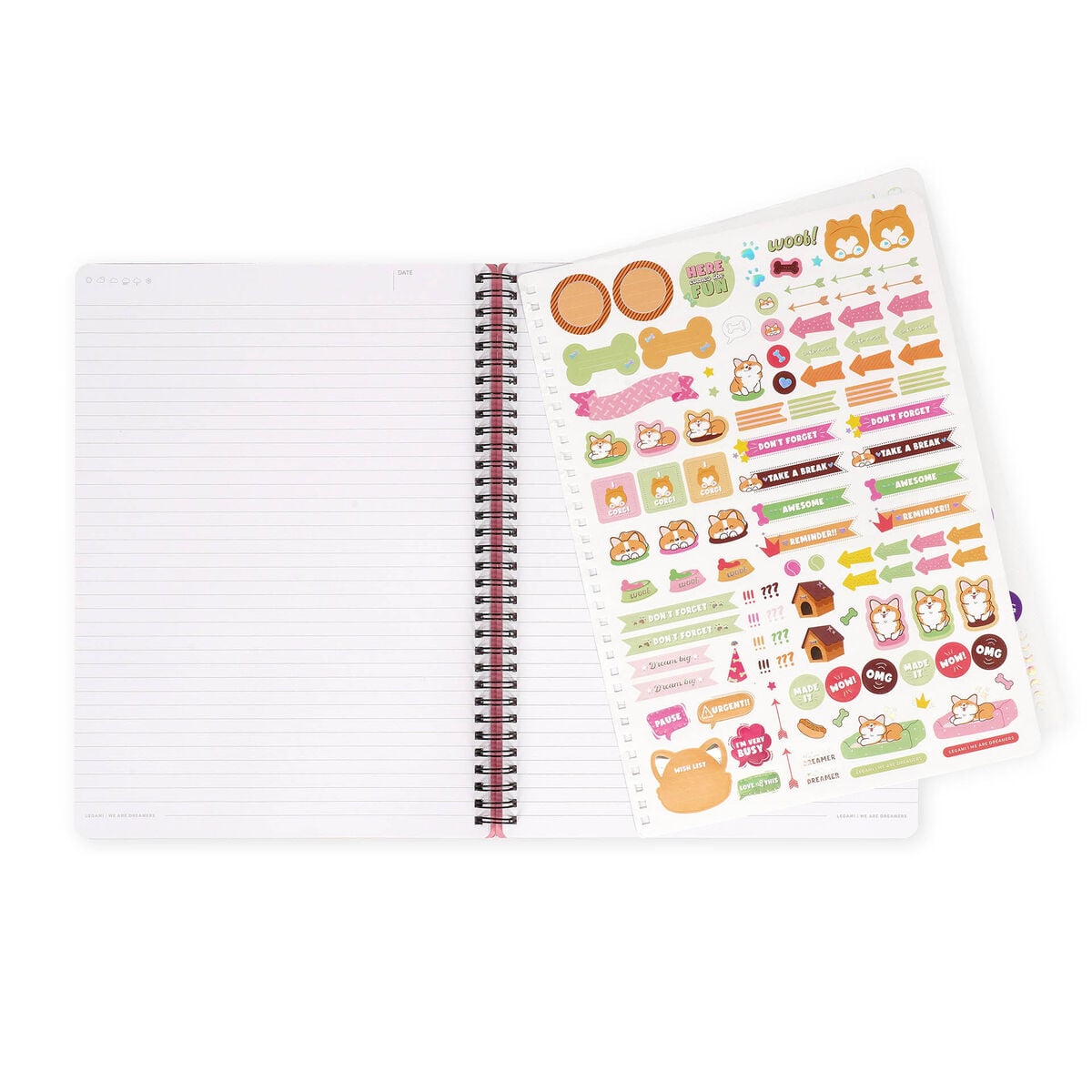 Legami - A4 Lined Notebook with Illustrated Hard Cover - Corgi - Jotter - Spiral-Bound