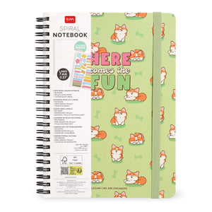 Legami - A4 Lined Notebook with Illustrated Hard Cover - Corgi - Jotter - Spiral-Bound