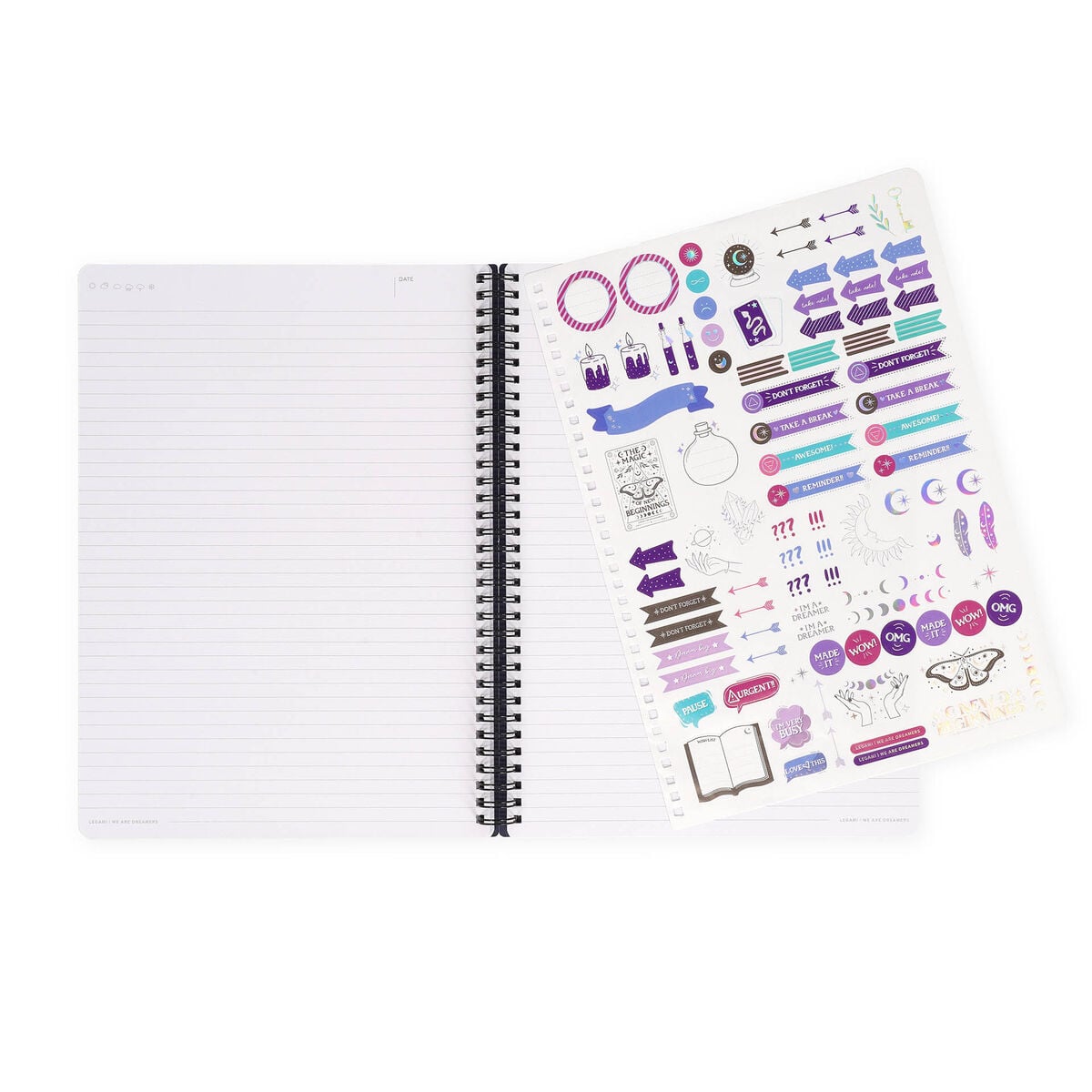 Legami - A4 Lined Defter ile Illustrated Hard Kılıf - Moth - Jotter - Spiral-Bound