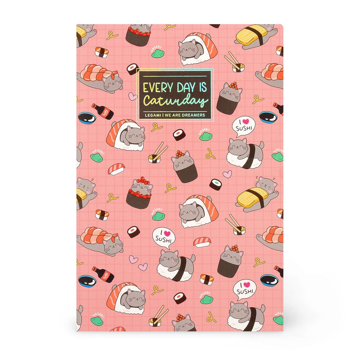Legami - A5 Blank Defter ile Illustrated Hard Kılıf - Sushi Cat