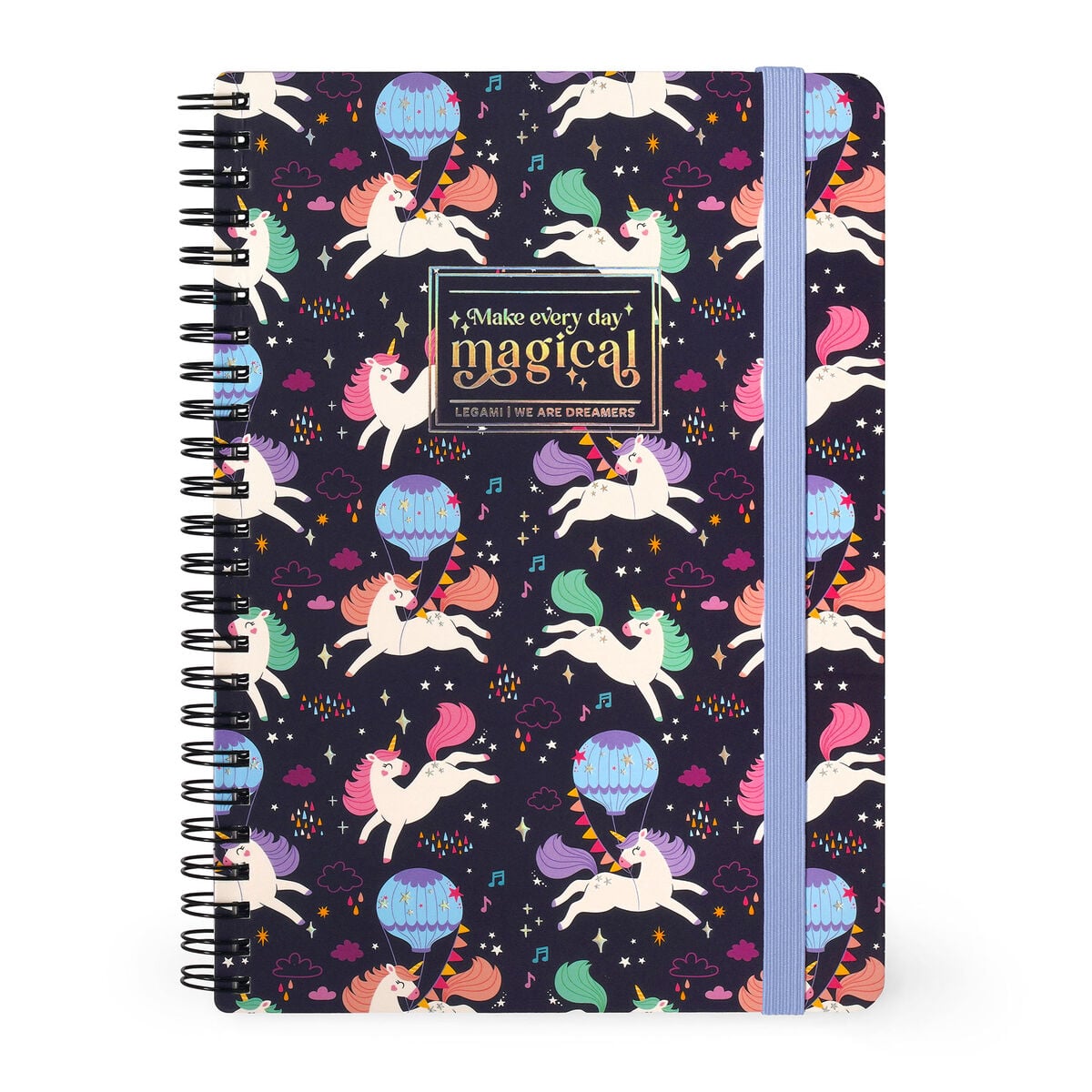 Legami - A5 Lined Defter ile Illustrated Hard Kılıf - Tek Boynuzlu At - Spiral-Bound