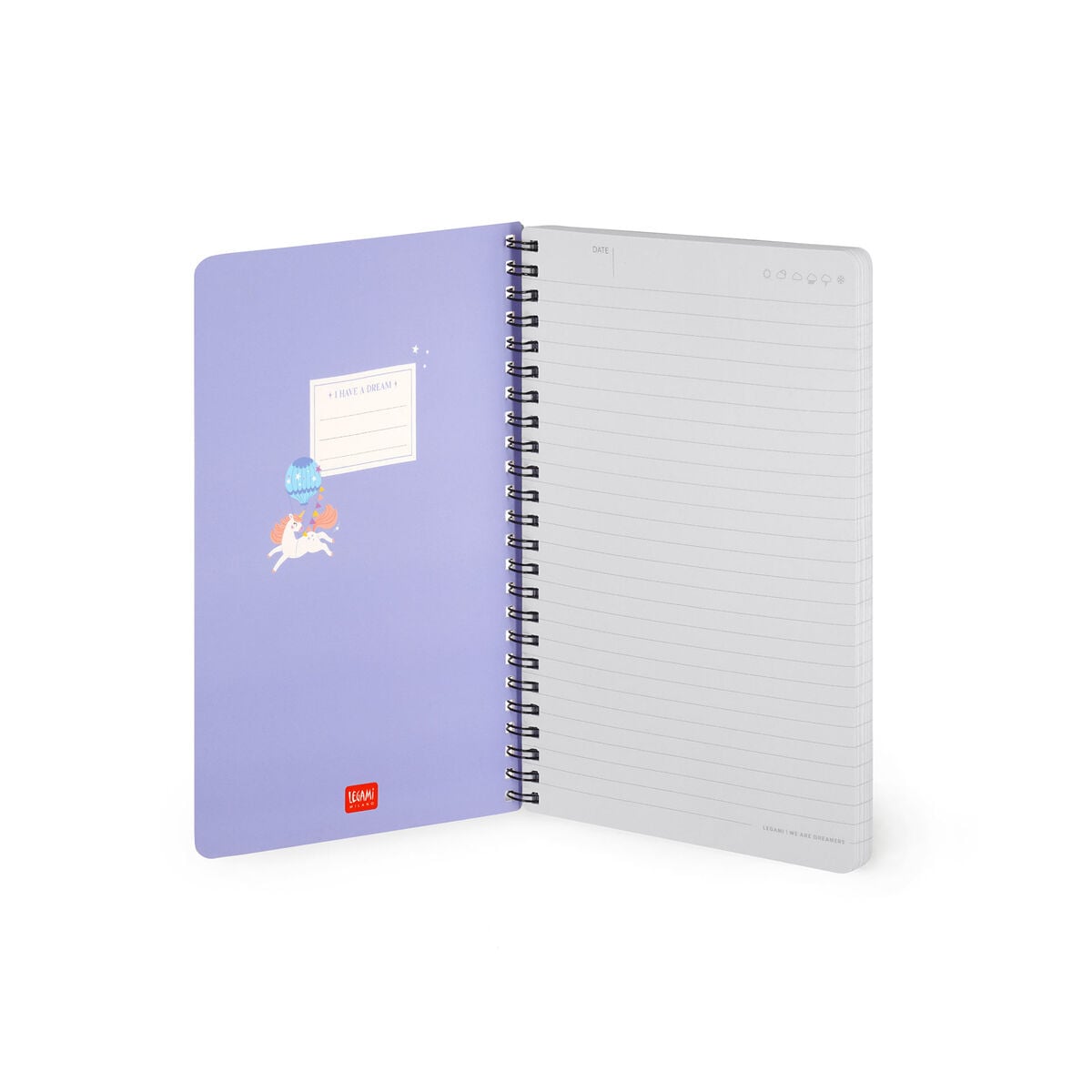 Legami - A5 Lined Defter ile Illustrated Hard Kılıf - Tek Boynuzlu At - Spiral-Bound