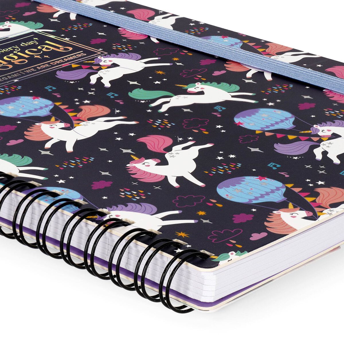 Legami - A5 Lined Defter ile Illustrated Hard Kılıf - Tek Boynuzlu At - Spiral-Bound