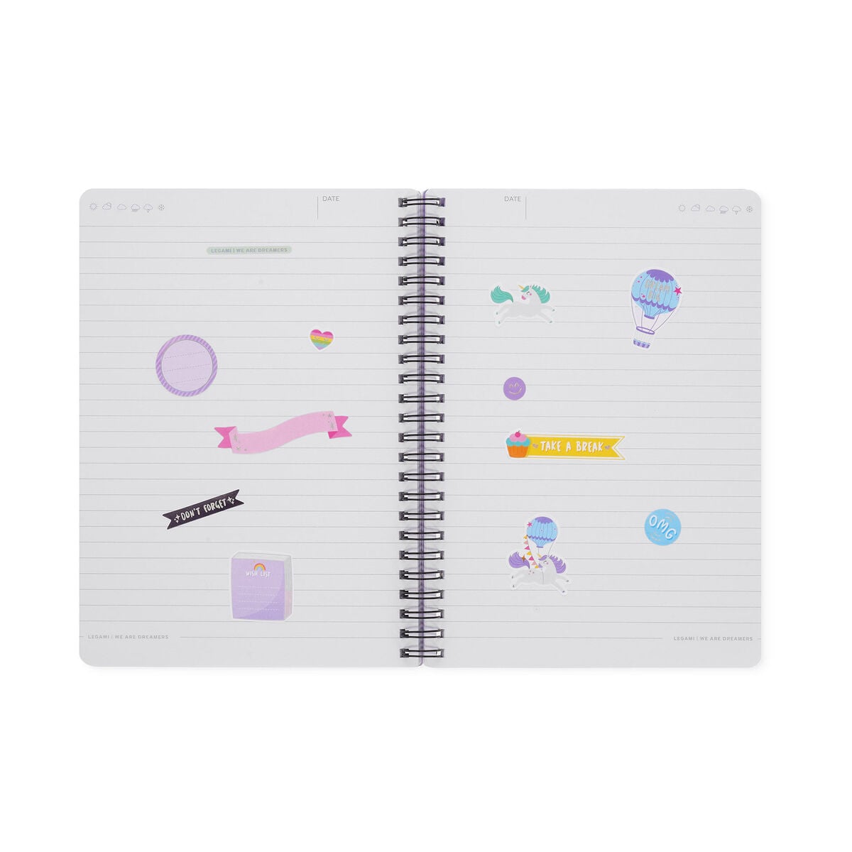 Legami - A5 Lined Defter ile Illustrated Hard Kılıf - Tek Boynuzlu At - Spiral-Bound