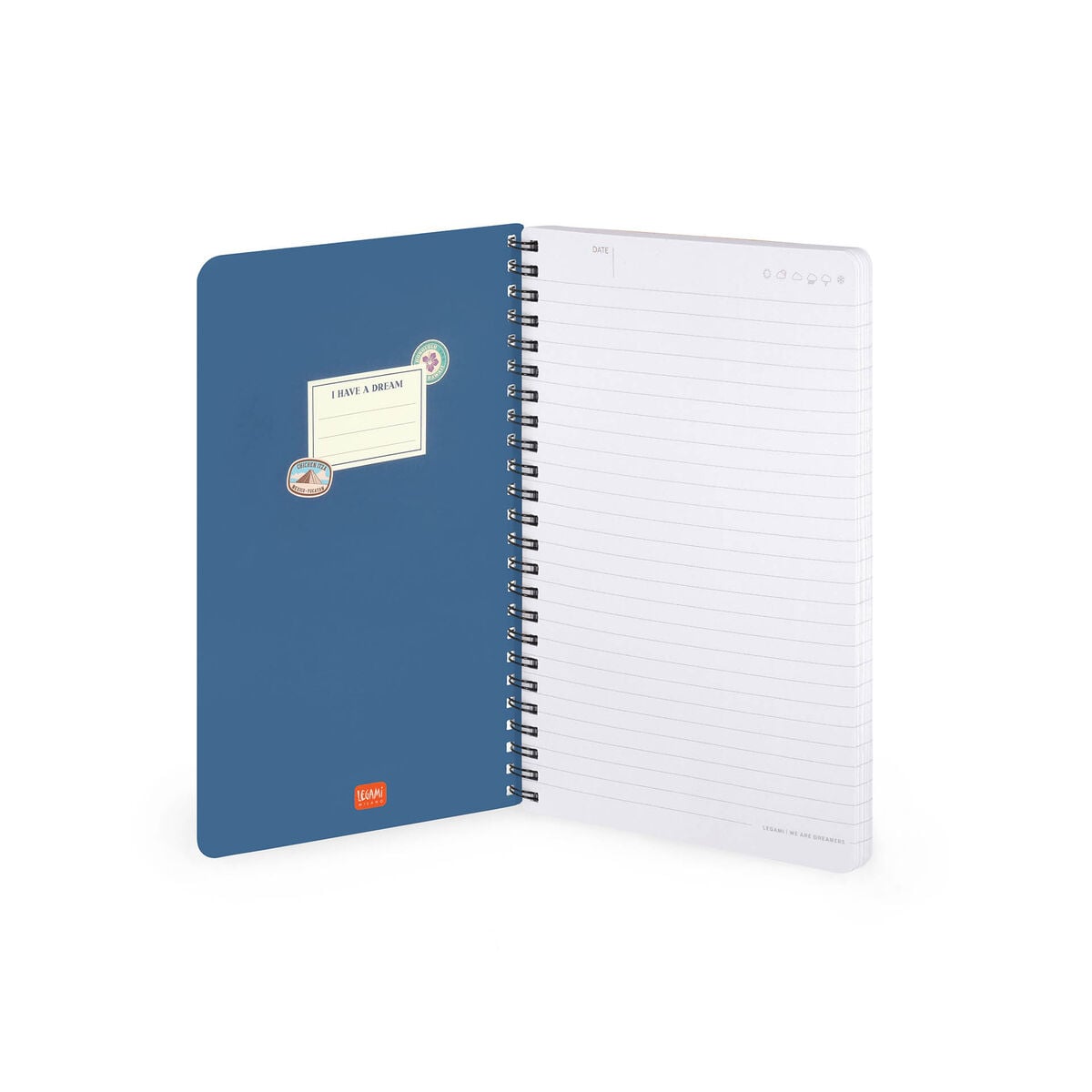 Legami - A5 Lined Notebook with Illustrated Hard Cover - Travel Stickers - Spiral-Bound
