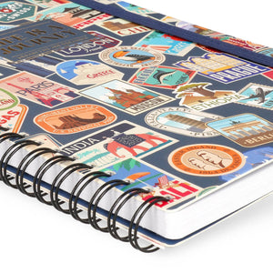 Legami - A5 Lined Notebook with Illustrated Hard Cover - Travel Stickers - Spiral-Bound
