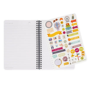 Legami - A5 Lined Notebook with Illustrated Hard Cover - Travel Stickers - Spiral-Bound