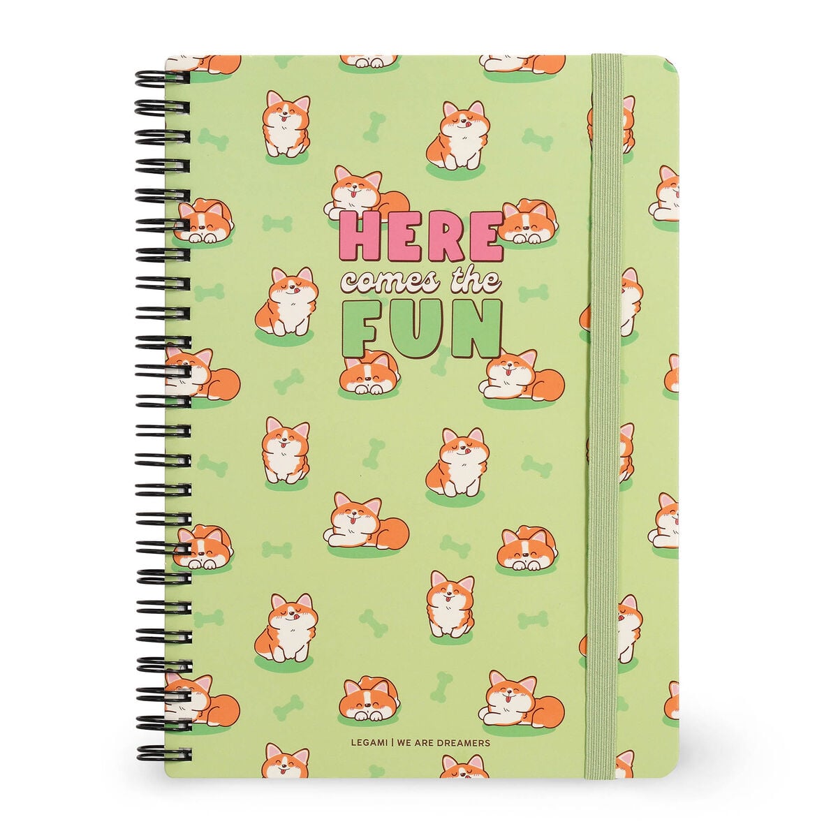 Legami - A5 Lined Defter ile Illustrated Hard Kılıf - Corgi - Jotter - Spiral-Bound