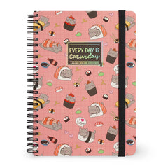 Legami - A5 Lined Defter ile Illustrated Hard Kılıf - Sushi Cat - Jotter - Spiral-Bound