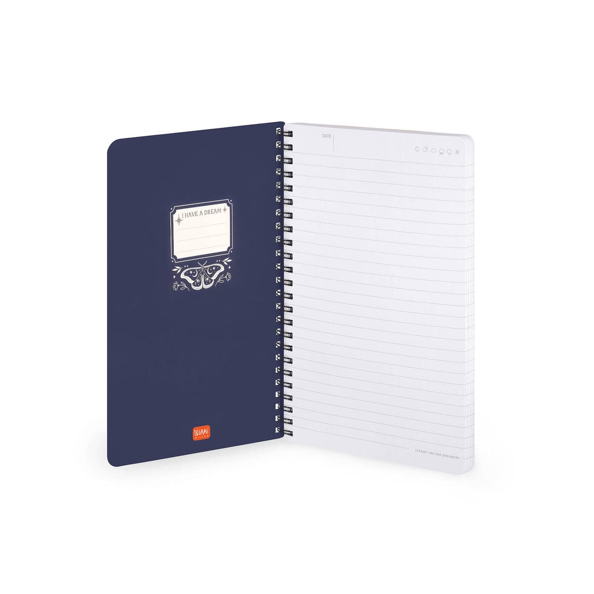 Legami - A5 Lined Defter ile Illustrated Hard Kılıf - Moth - Jotter - Spiral-Bound