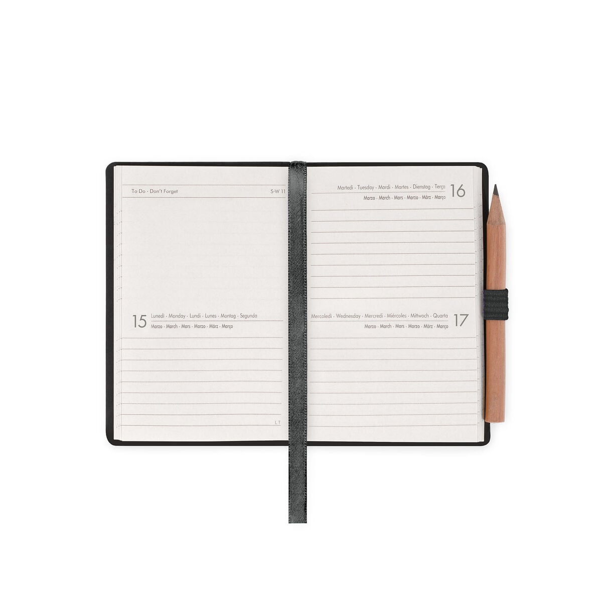 Legami - 12-Month Mini 2-Day Planner - 2027 - Black Suit