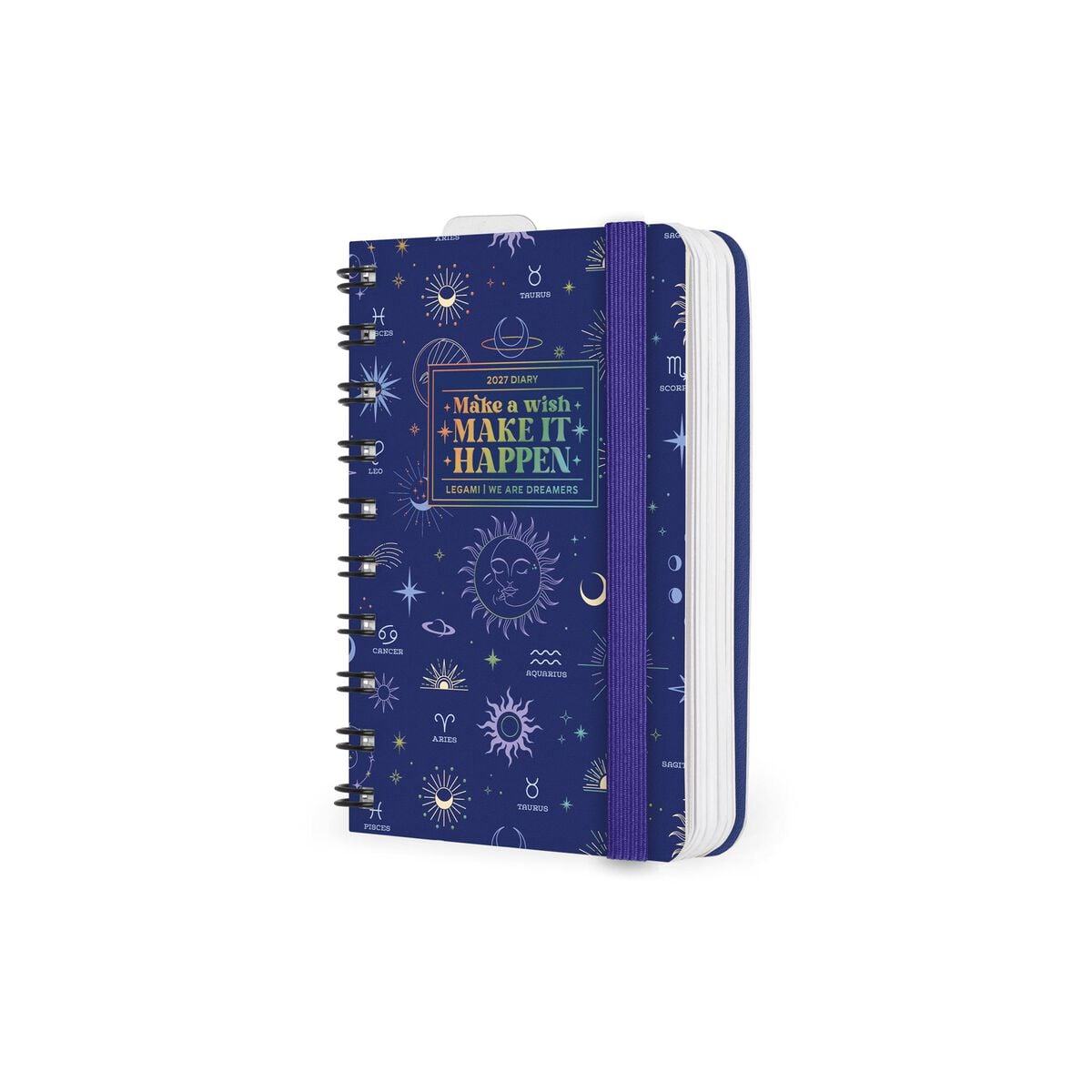 Legami - 12-Month Small Spiral-Bound Daily Planner 2027 - Celestial