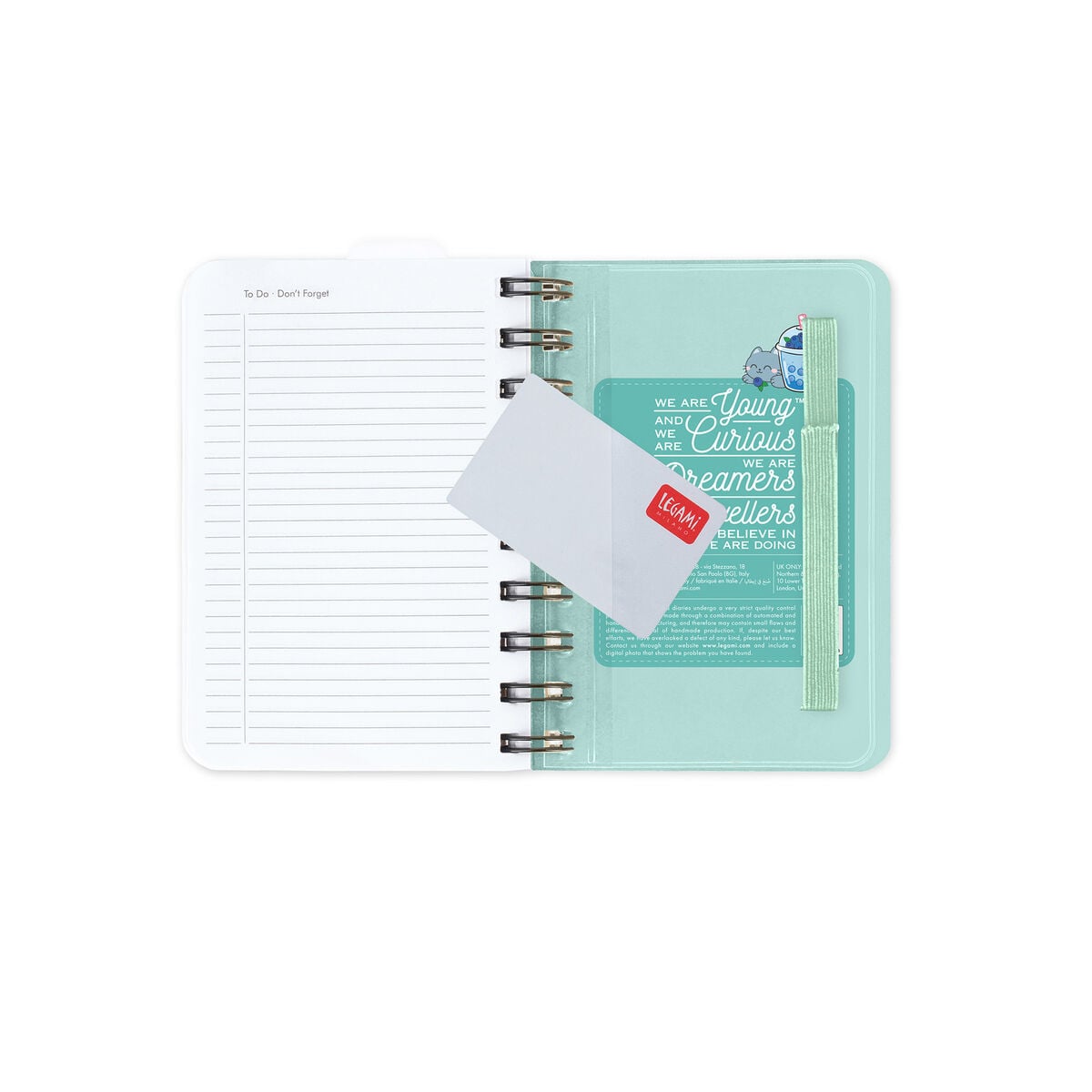 Legami - 12-Month Small Spiral-Bound Daily Planner 2027 - Kitty Bubble Tea