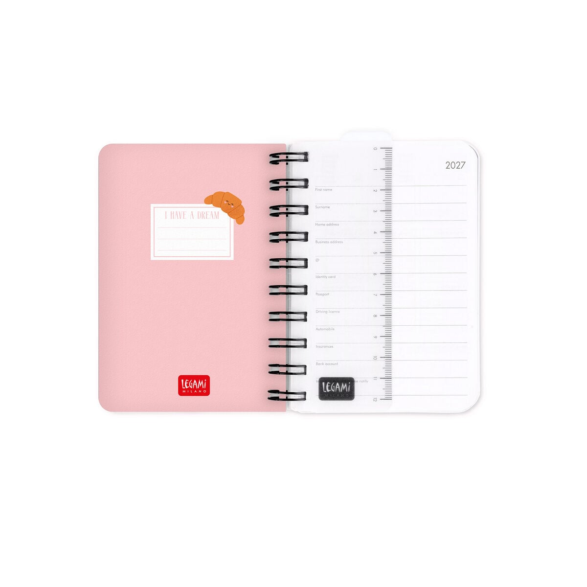 Legami - 12-Month Küçük Spiral-Bound Daily Günlük 2027 - Croissant