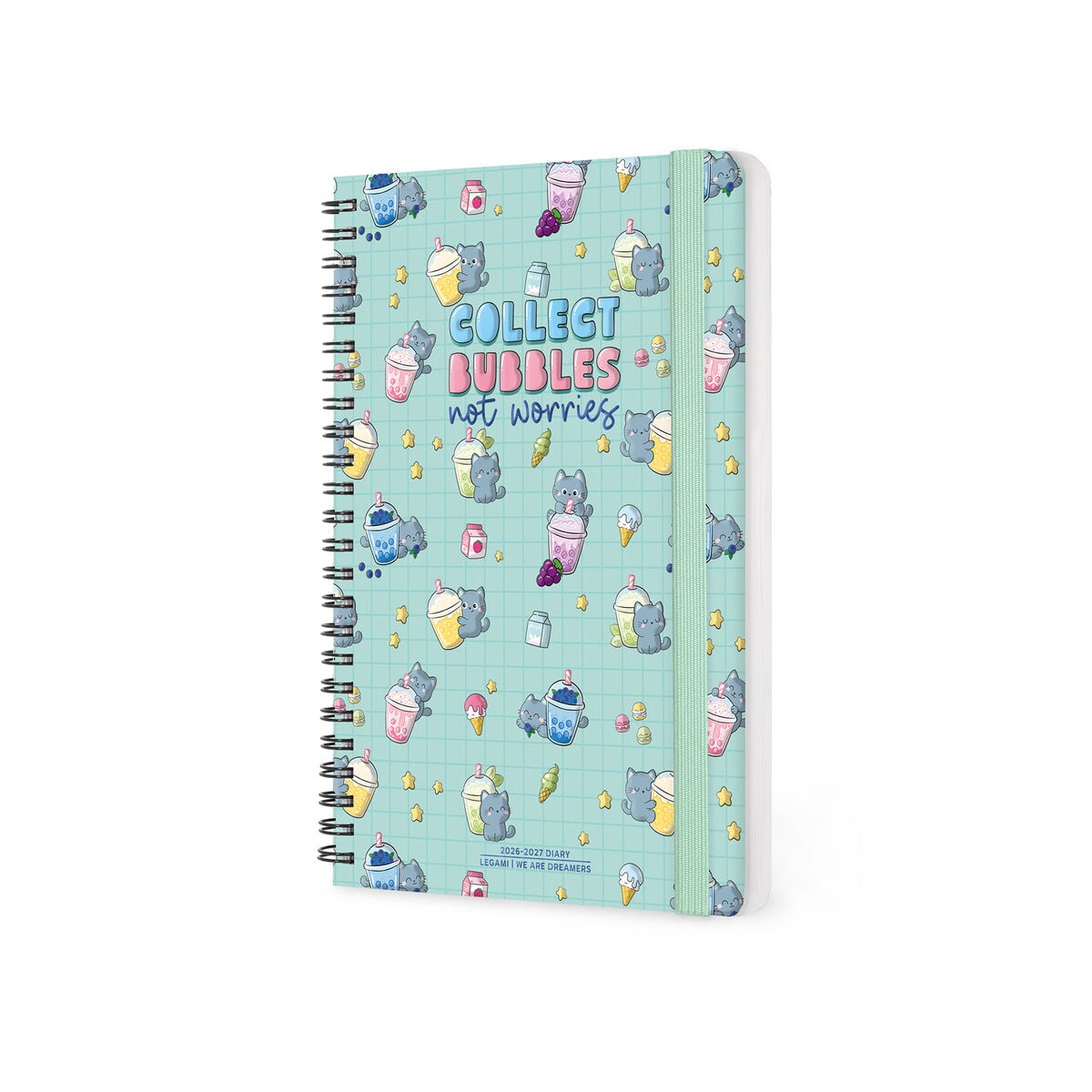 Legami - 12-Month Large Spiral-Bound Weekly Planner 2027 - Kitty Bubble Tea