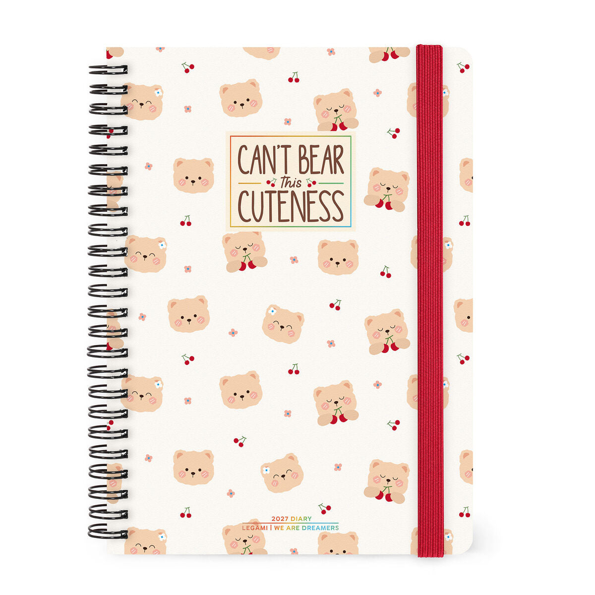 Legami - 12-Month Büyük Spiral-Bound Weekly Günlük 2027 - Ayıcık White