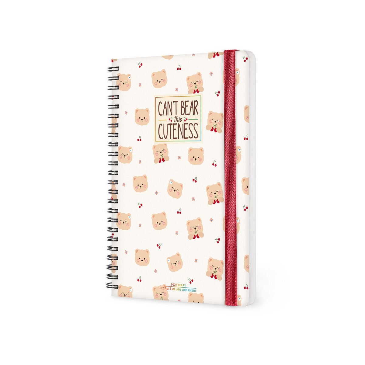 Legami - 12-Month Large Spiral-Bound Weekly Planner 2027 - Teddy Bear White