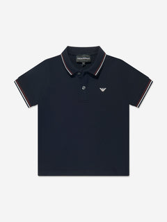 Emporio Armani Boys Logo Polo Shirt in Navy