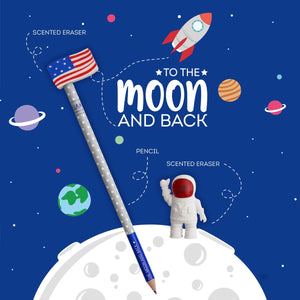 Legami - Set of 2 Erasers and 1 Pencil - To Moon and Back