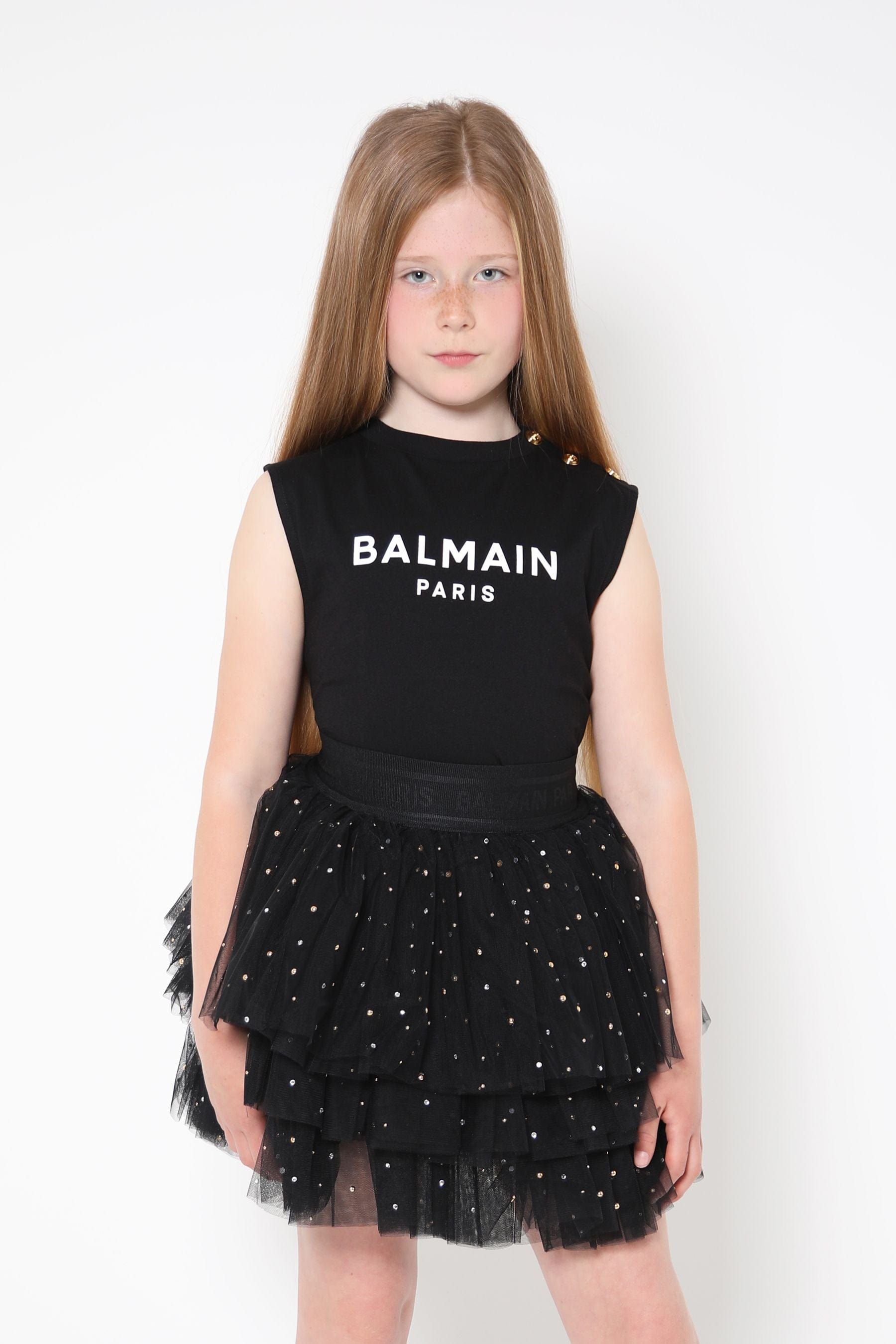 Balmain Girls Layered Tulle Skirt
