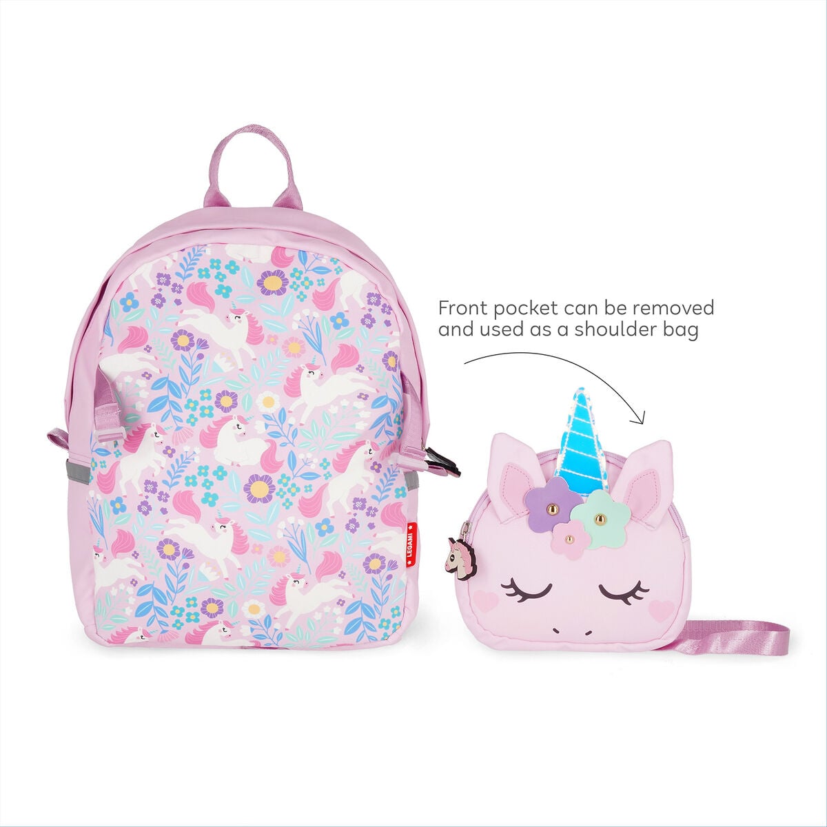 Legami - 2-in-1 Unicorn Backpack with Removable Front Pocket - Very Cute!