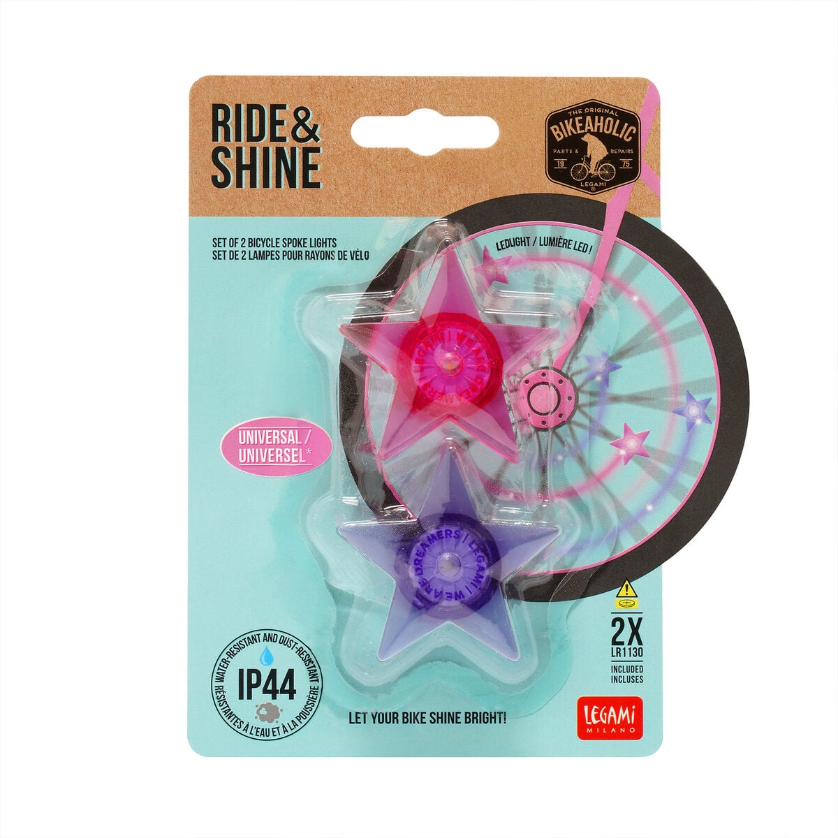 Legami - Set of 2 LED Lights for Bicycle Spokes - Unicorn - Ride & Shine