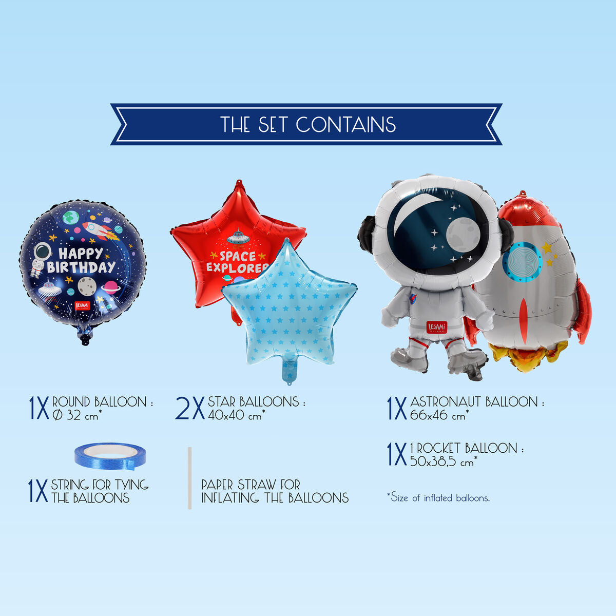 Legami - 5'li Set Uzay Doğum Günü Parti Balonlar - Let’s Parti!