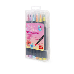 Legami - Set of 12 Brush Markers in Pastel Colors - Brush Markers