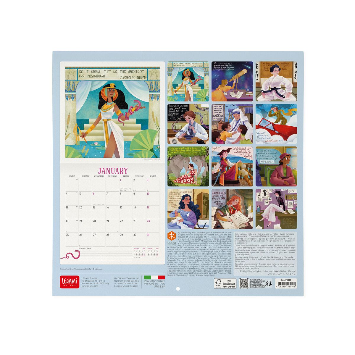 Legami - Inspiring Womenr - 2027 Wall Calendar - 30 x 29 cm