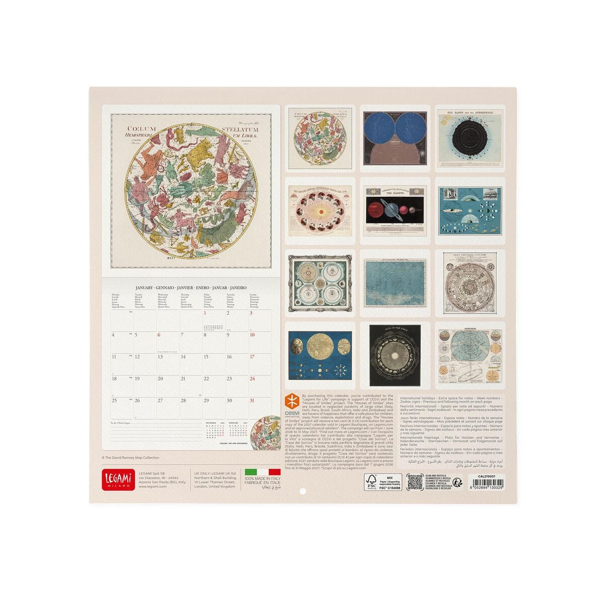 Legami - Celestial Maps 2027 Wall Takvim - 30 x 29 cm