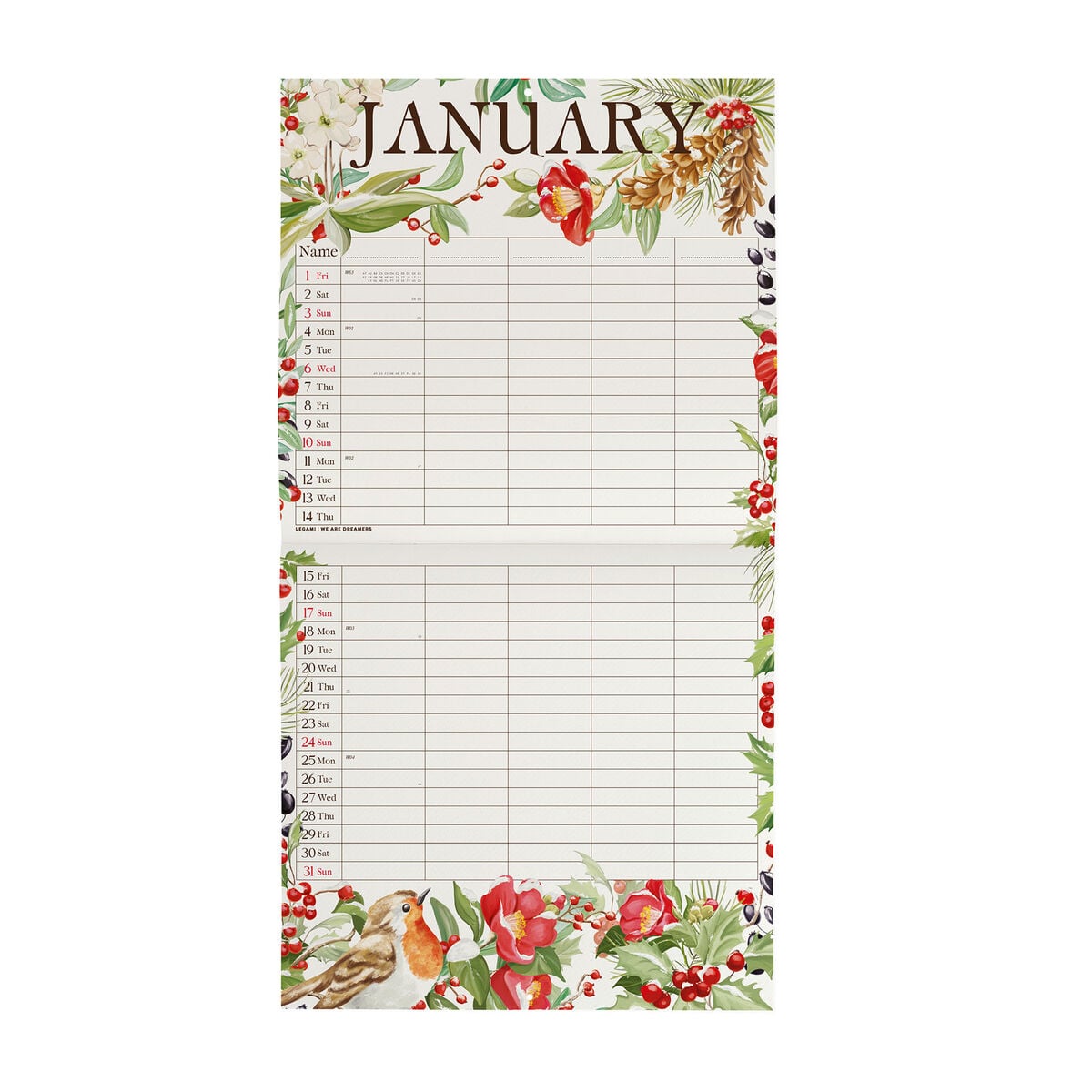 Legami - My Secret Garden 2027 Wall Takvim - 30 x 29 cm