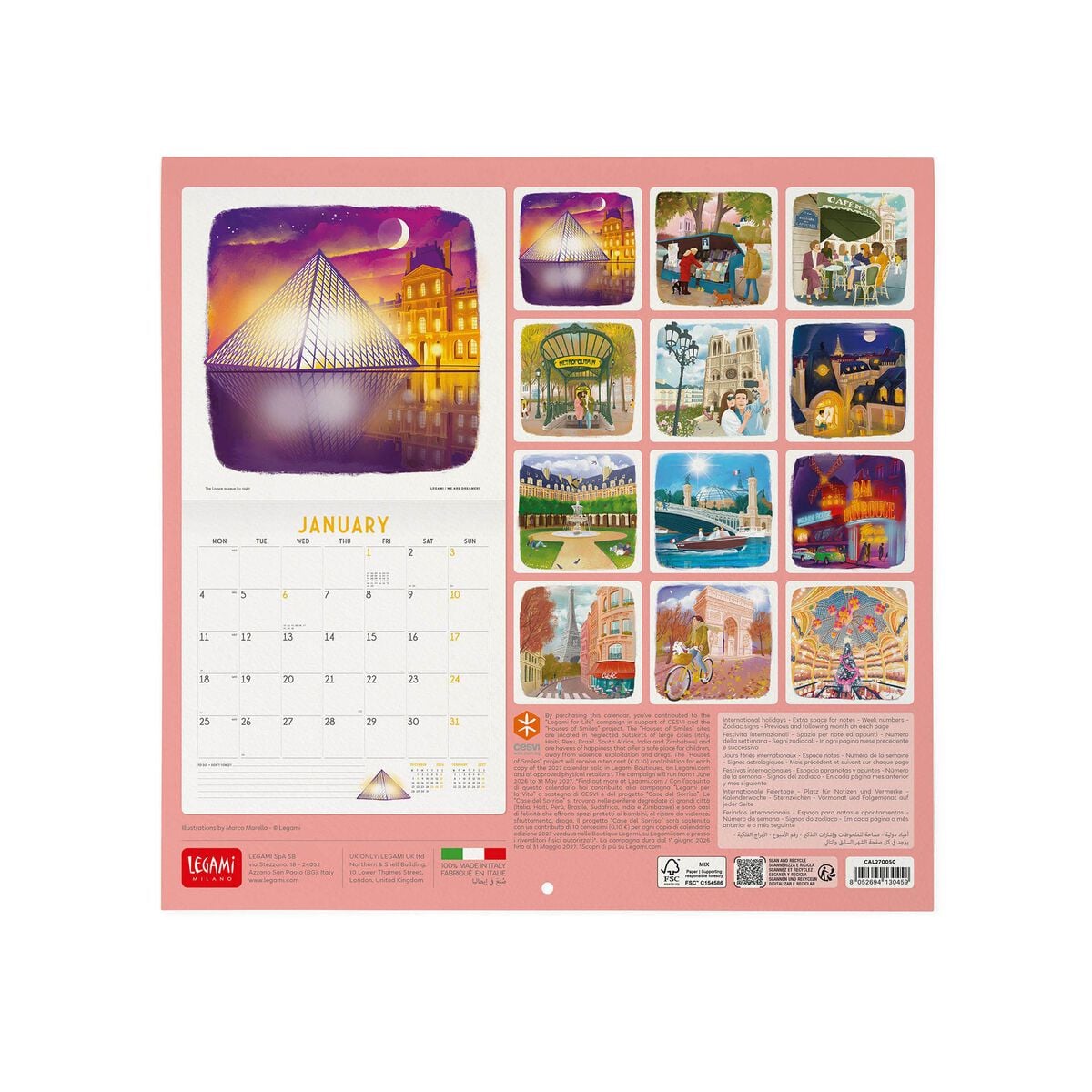 Legami - Paris 2027 Wall Takvim - 30 x 29 cm