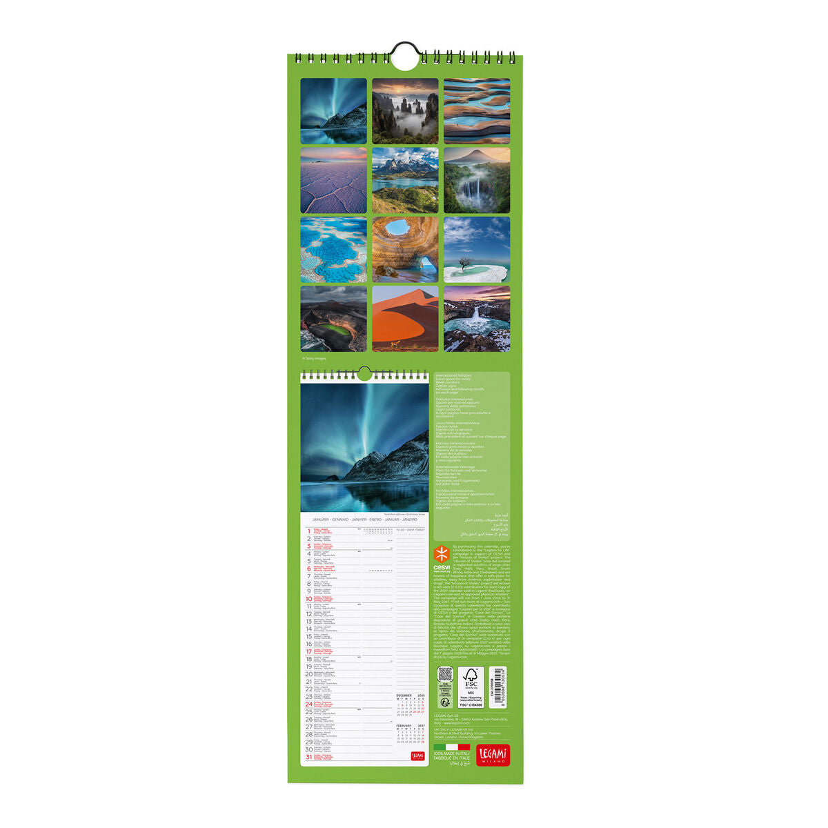 Legami - Planet Earth 2027 Wall Takvim - 16 x 49 cm