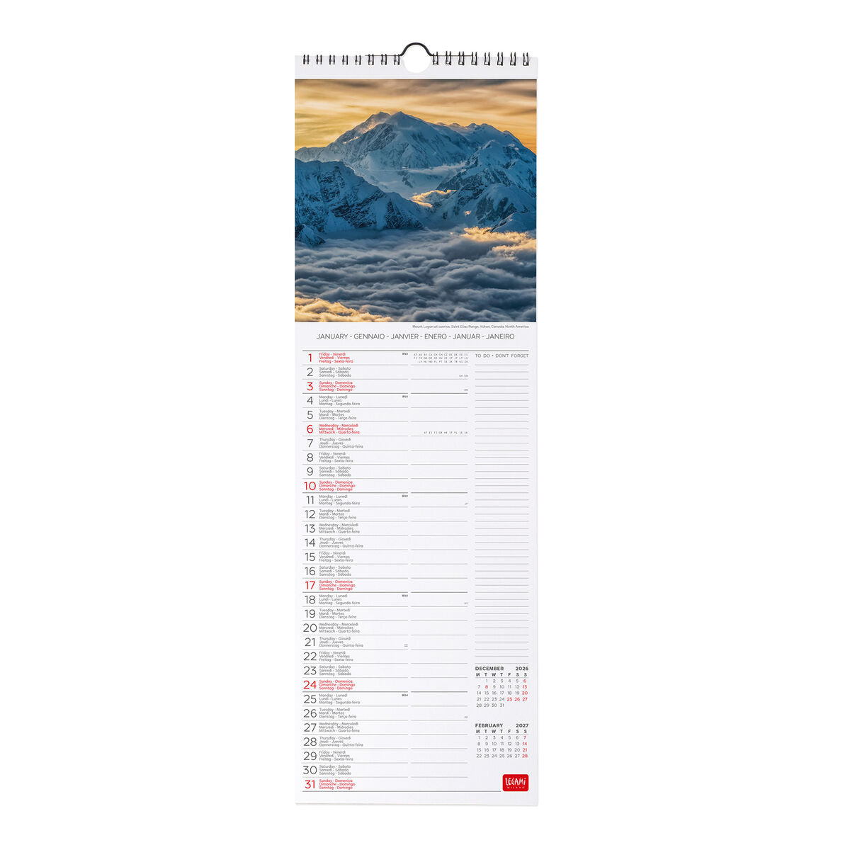 Legami - Mountains 2027 Wall Takvim - 16 x 49 cm