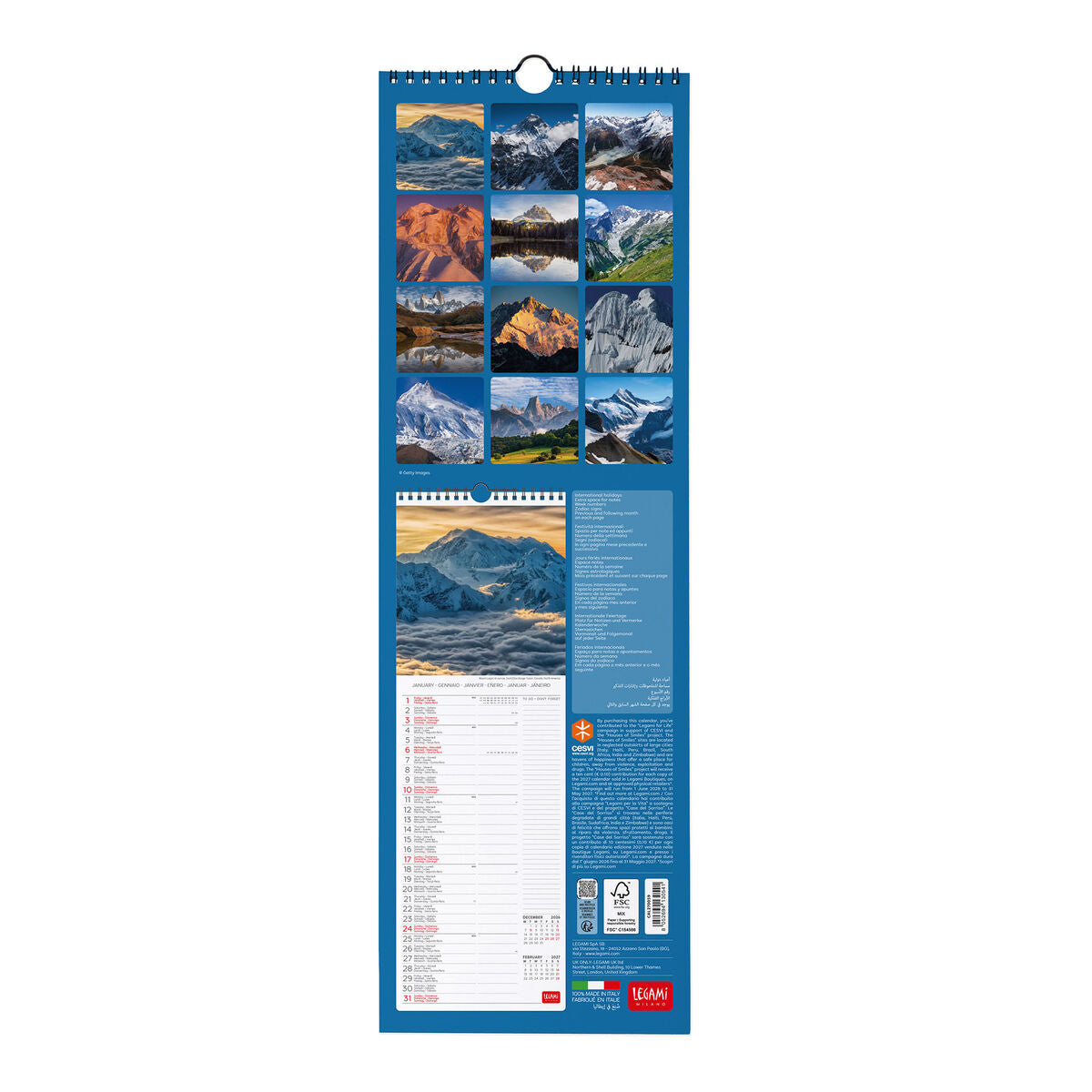 Legami - Mountains 2027 Wall Takvim - 16 x 49 cm