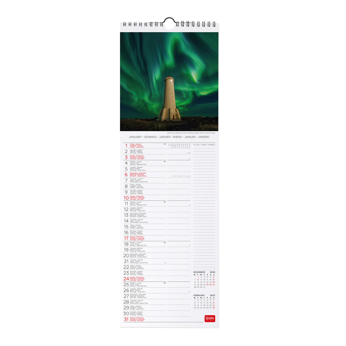 Legami - Lighthouses World 2027 Wall Takvim - 16 x 49 cm