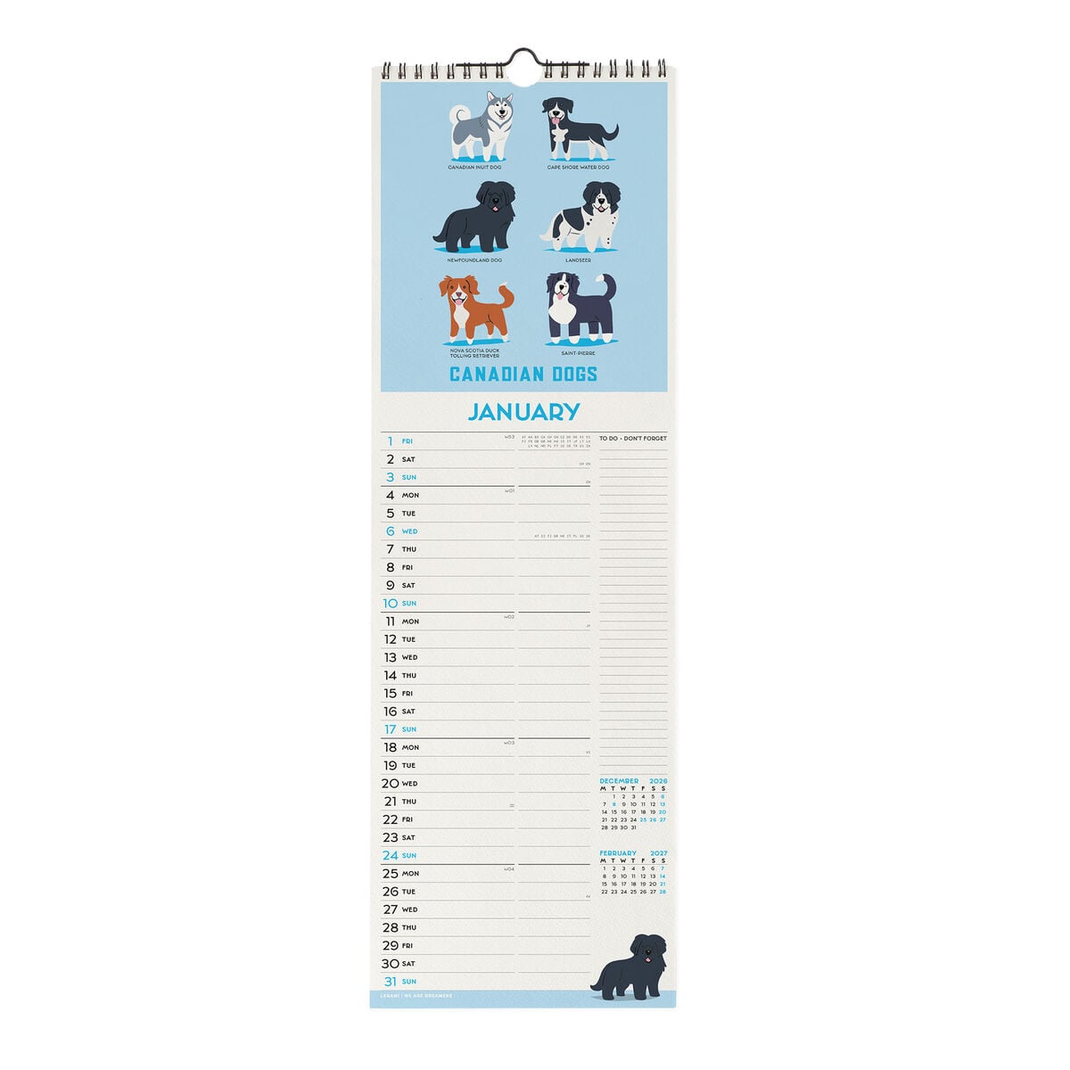 Legami - Dogs World 2027 Wall Takvim - 16 x 49 cm