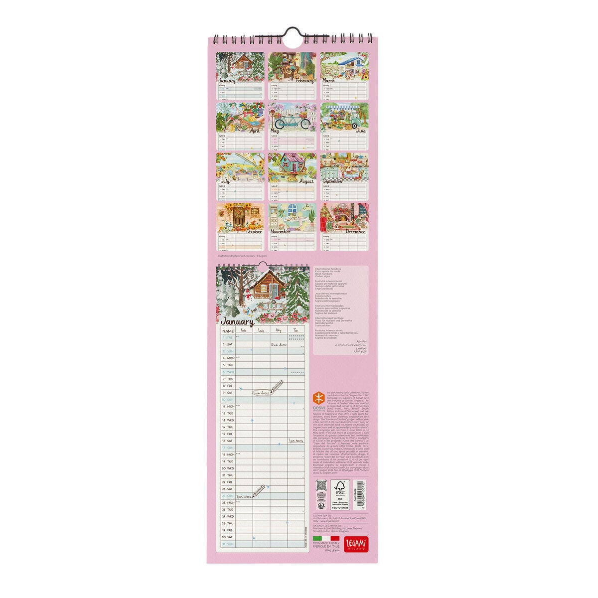 Legami - Home Sweet Home 2027 Wall Takvim - 16 x 49 cm
