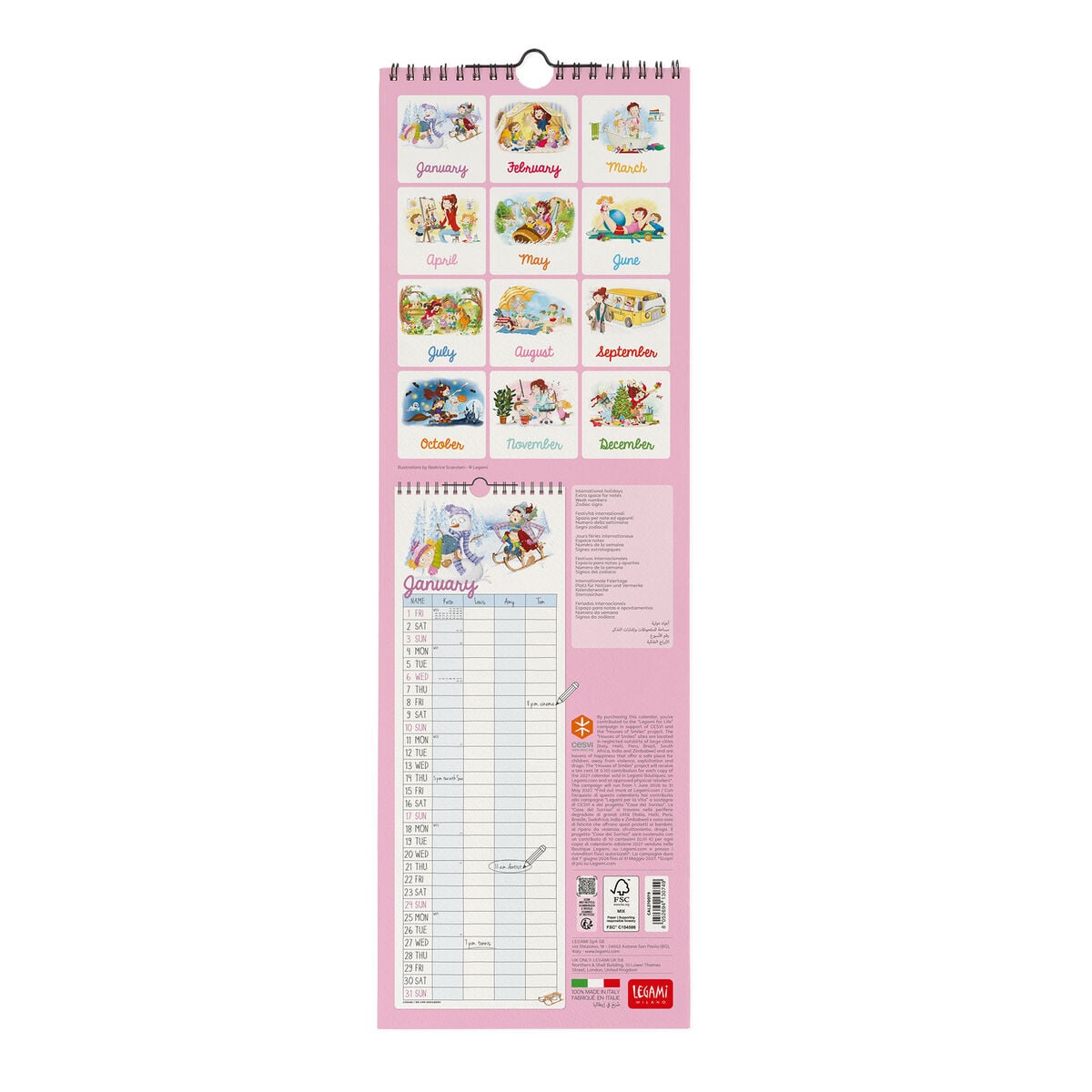 Legami - Super Candle 2027 Wall Calendar - 16 x 49 cm