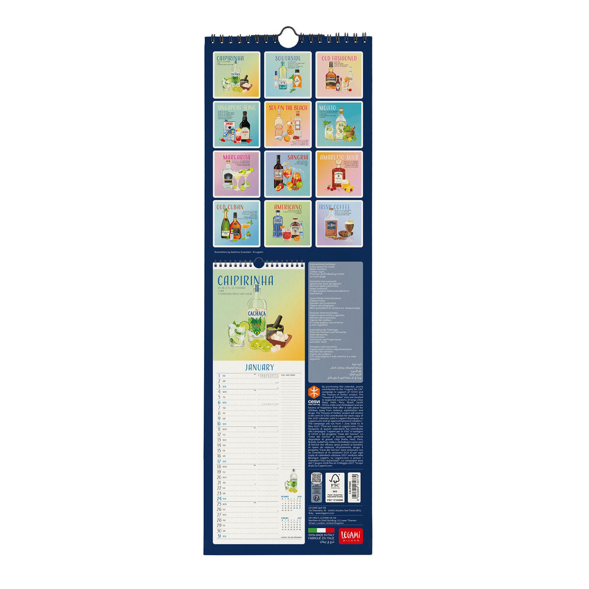Legami - Cheers 2027 Wall Calendar - 16 x 49 cm