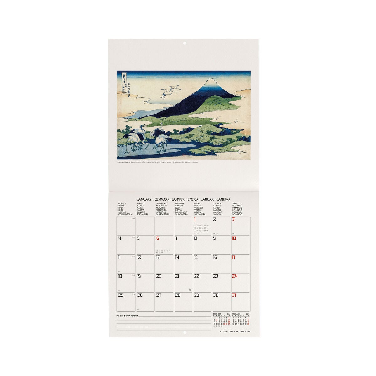 Legami - Japanese School 2027 Wall Takvim - 18 x 18 cm