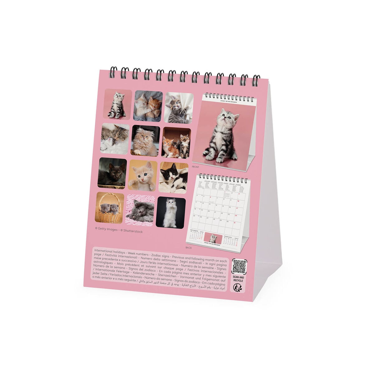 Legami - Kittens 2027 Desk Calendar - 12 x 14.5 cm