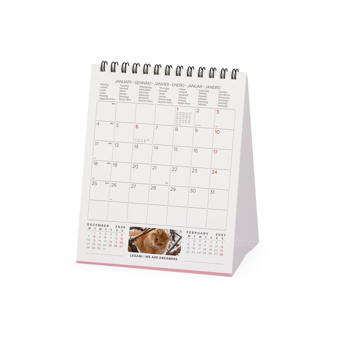 Legami - Cats 2027 Desk Takvim - 12 x 14,5 cm