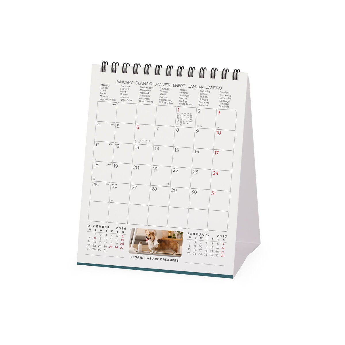 Legami - Supawstar 2027 Desk Calendar - 12 x 14.5 cm