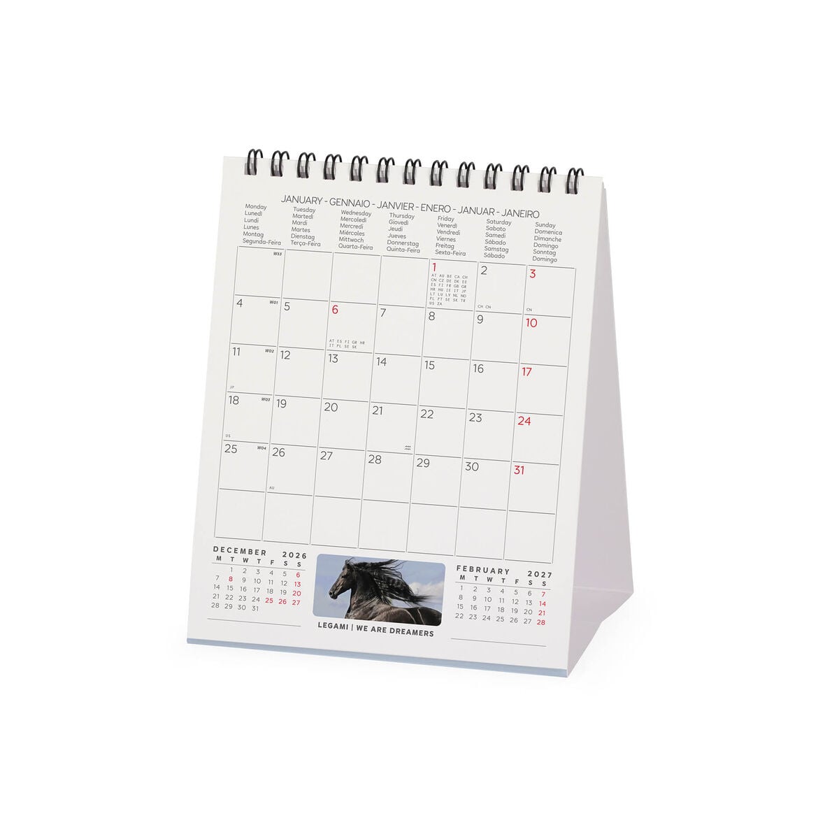Legami - Wild Horses 2027 Desk Takvim - 12 x 14,5 cm
