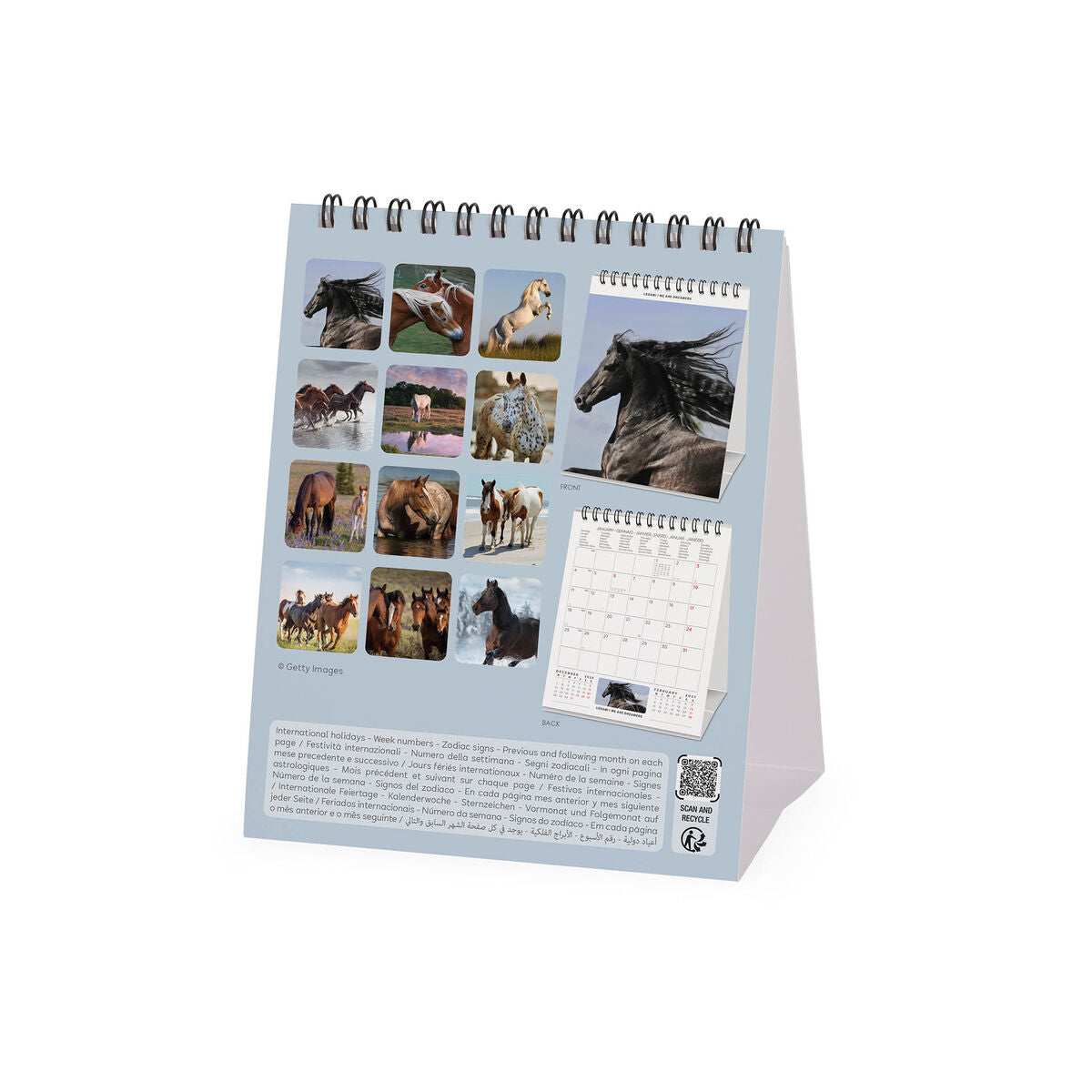 Legami - Wild Horses 2027 Desk Takvim - 12 x 14,5 cm