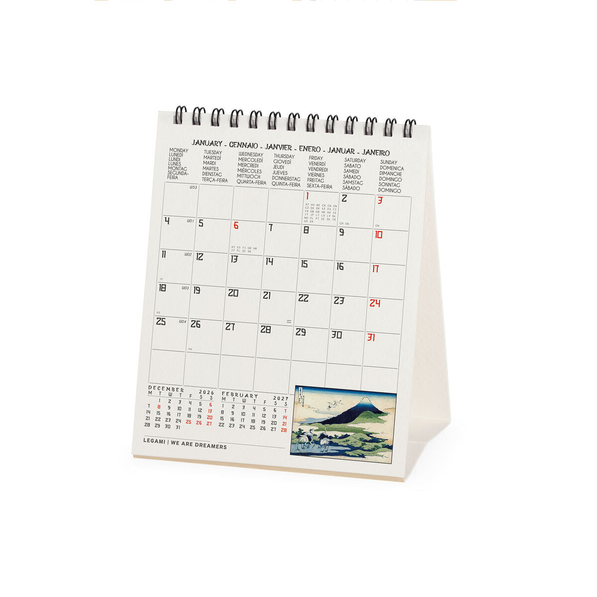 Legami - Japanese School 2027 Desk Calendar - 12 x 14.5 cm