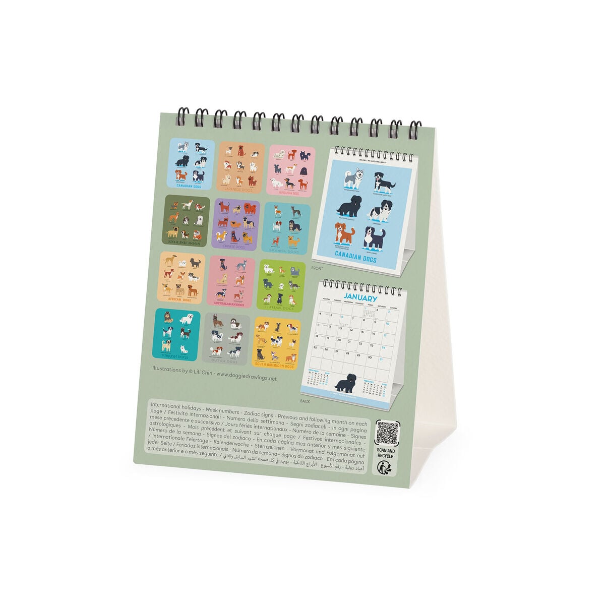 Legami - Dogs World 2027 Desk Calendar - 12 x 14.5 cm