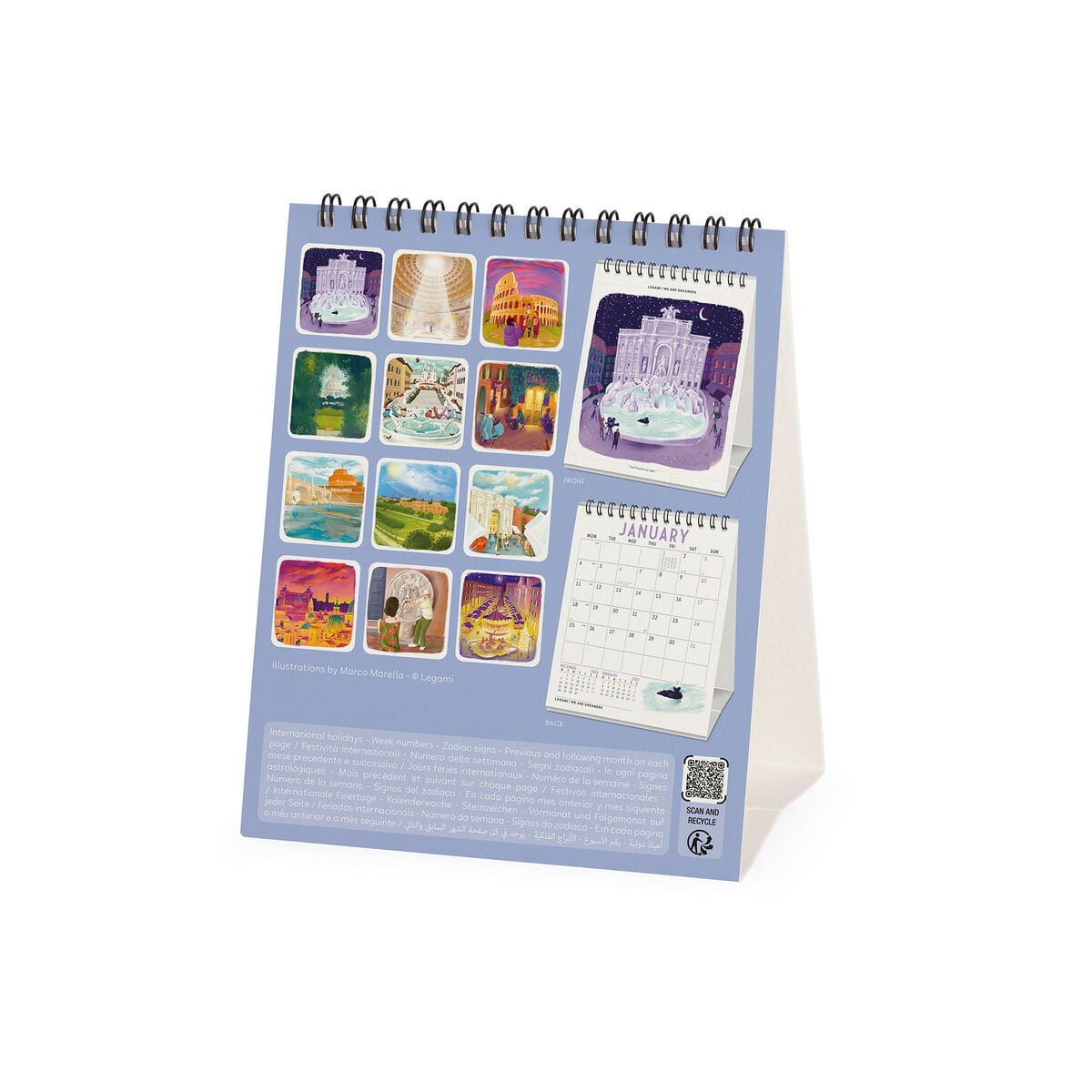 Legami - Rome 2027 Desk Calendar - 12 x 14.5 cm
