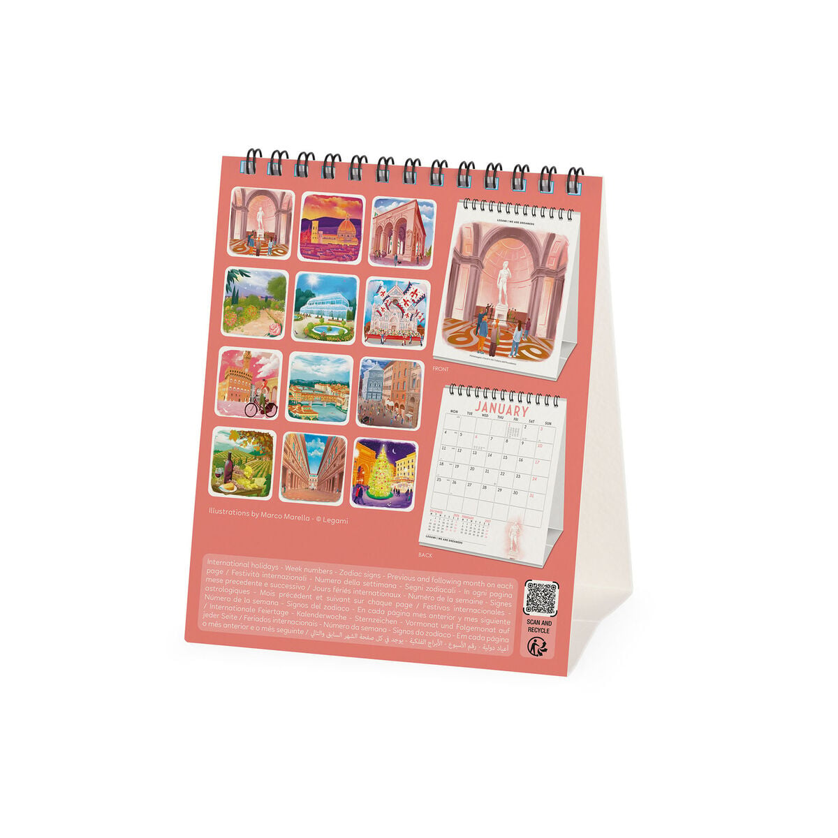 Legami - Firenze 2027 Desk Takvim - 12 x 14.5 cm
